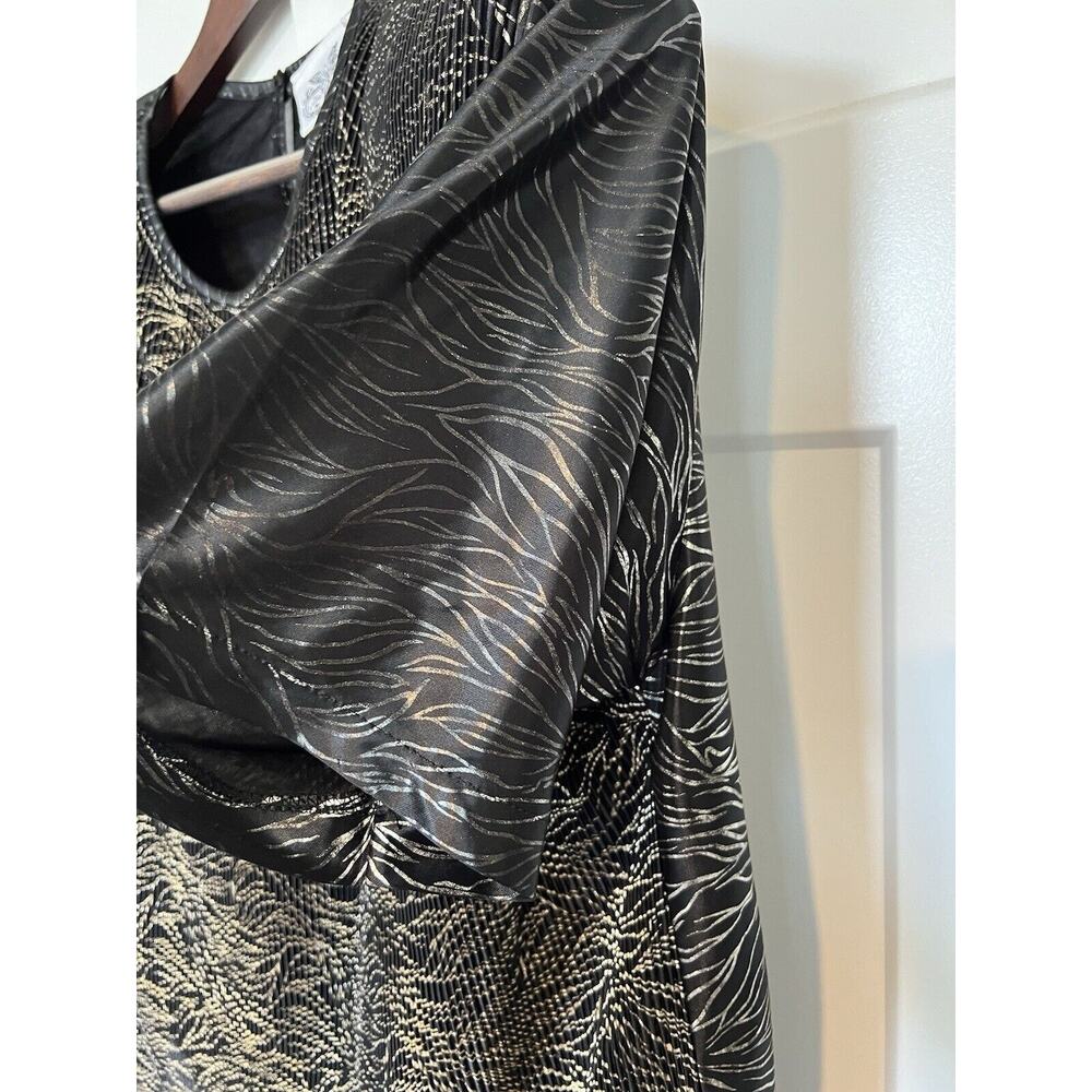 Vintage The Villager Women's Blouse Large Art Deco Party Black Metallic - Picture 2 of 10